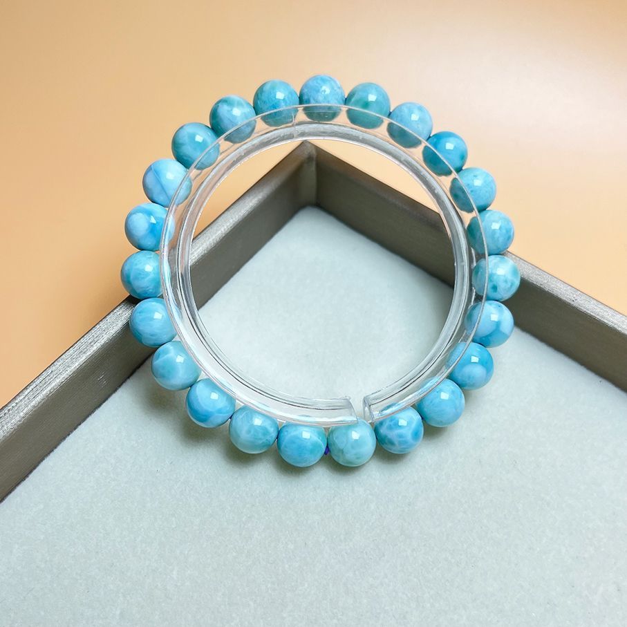 夢色 EU製 ドミニカ共和国産のラリマー ペクトライト パワーストーン ブレスレット 天然石 開運 金運 プレゼント2 約8.1-8.3mm ZB9191