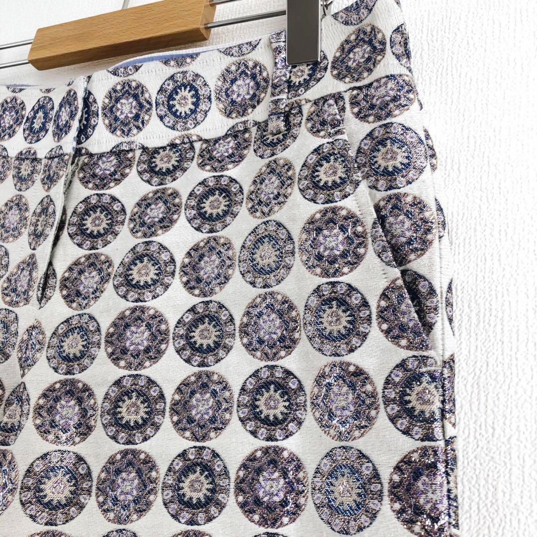 美品】TORY BURCH トリーバーチ テーパードパンツ 総柄 ラメ 派