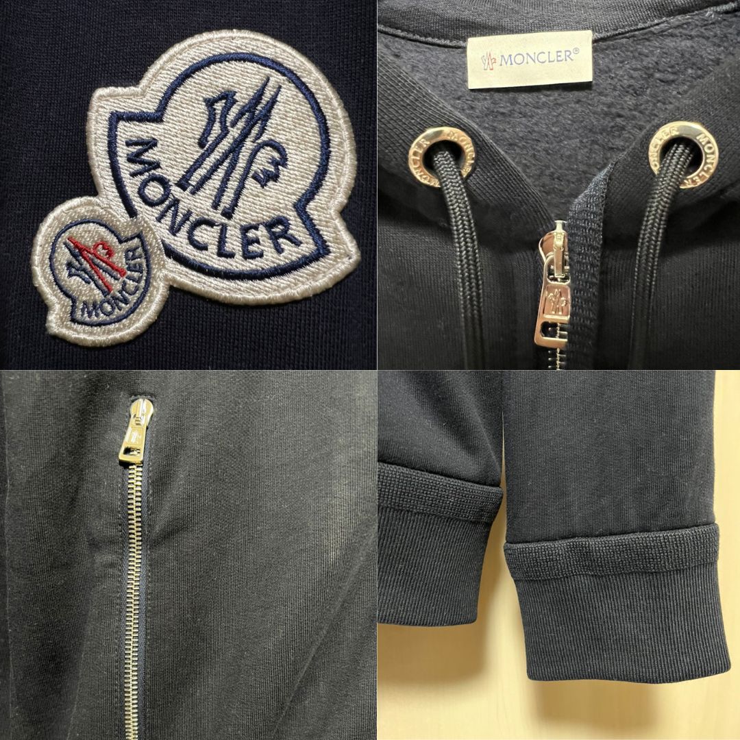 新品未使用タグ付き☆MONCLER ダブルワッペンロゴ パーカー M ネイビー色 新品未使用タグ付き☆MONCLER ダブルワッペンロゴ パーカー M