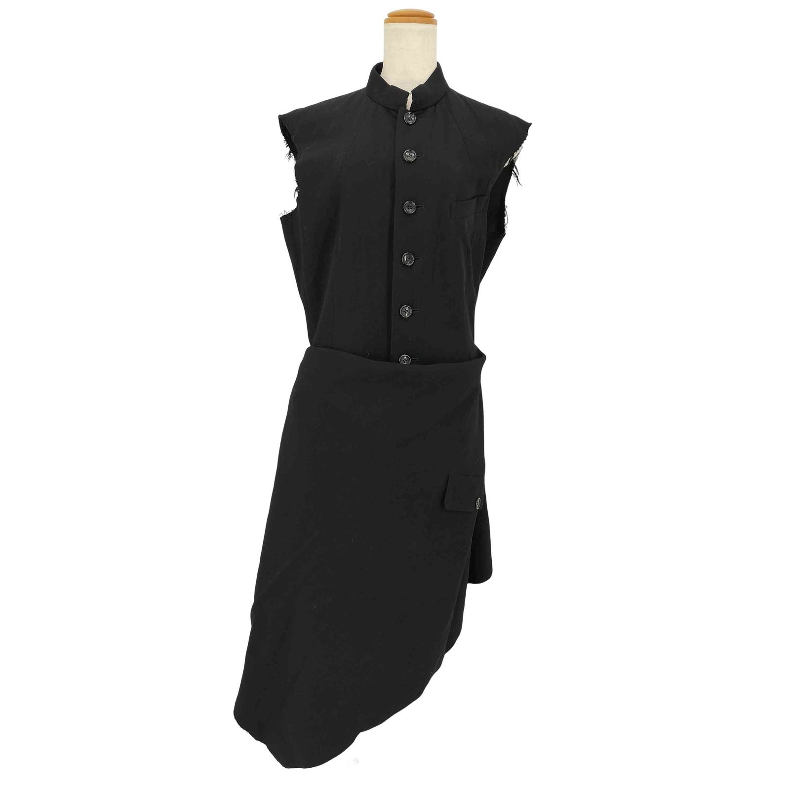 『2回着用のみ美品』ノースリーブジャケット❣️ボリュームフリル 黒 アシンメトリー コムデギャルソン COMME des GARCONS AD表記無 マオカラー