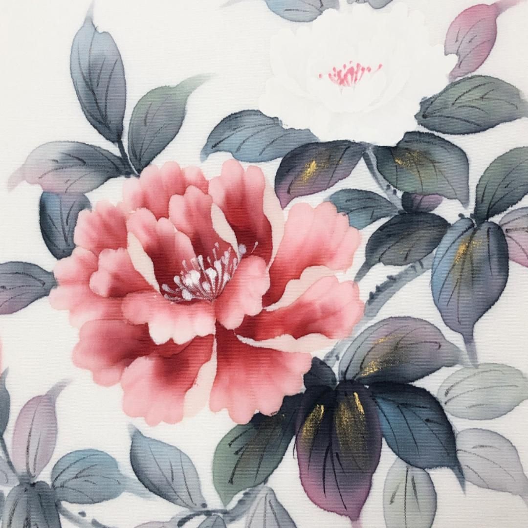 名古屋帯 作家物 塩瀬 手描き 花模様 乳白色 金彩 O-5398 名古屋帯 作家物 塩瀬 手描き 花模様 乳白色 金彩 O-5398 - メルカリ