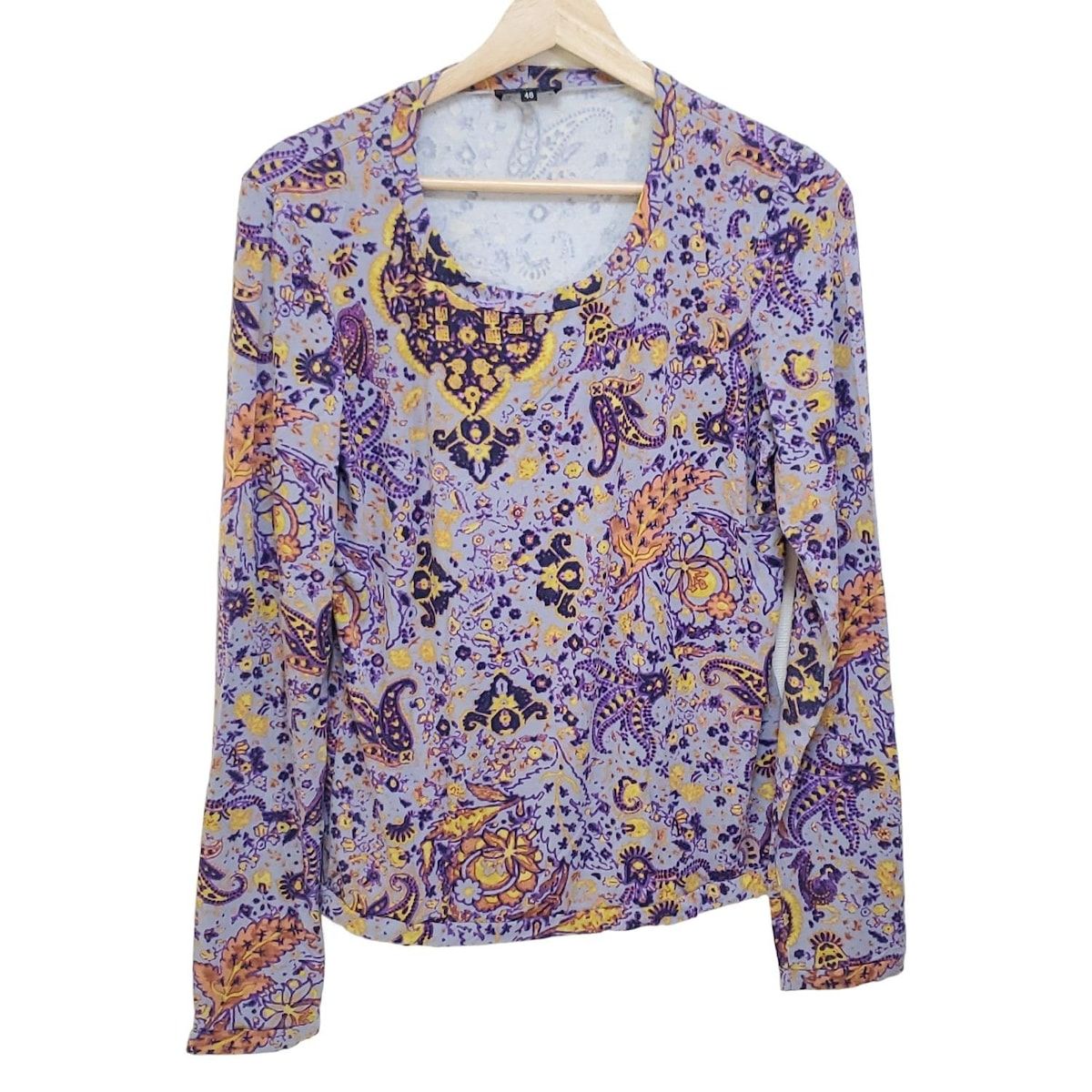 ETRO エトロ 長袖カットソー サイズ48 XL レディース - ブルーグレー×パープル×マルチ