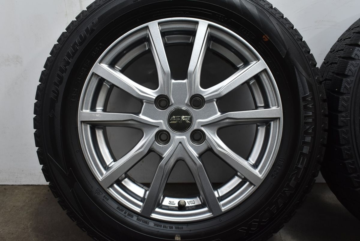 【程度良好品】SR 15in 5.5J +42 PCD100 ダンロップ ウィンターマックス WM02 185/65R15 フィールダー アクア ノート MAZDA2 デミオ