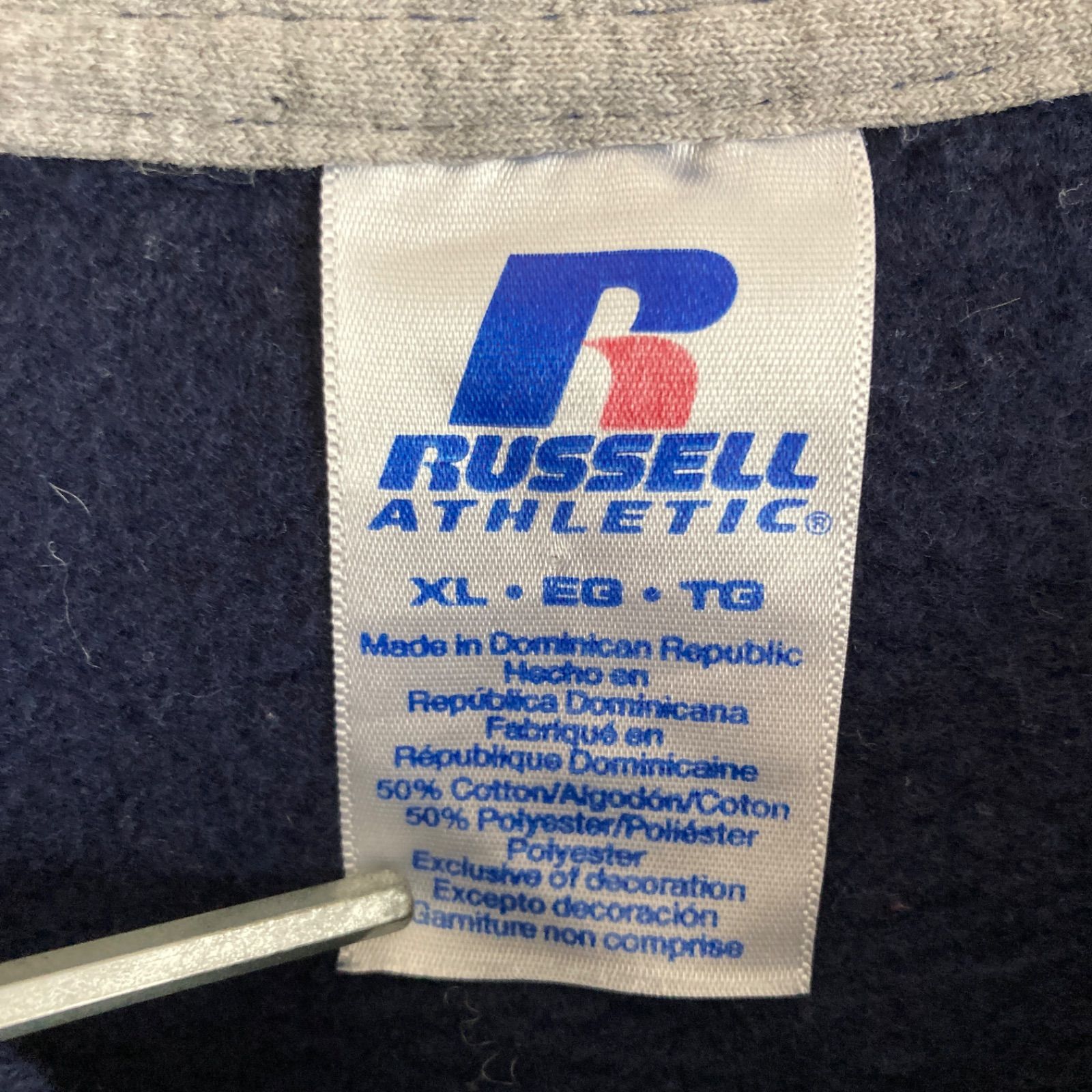 【海外規格XL】古着　RUSSELL ATHLETIC　スウェットシャツ　Clemson University　カレッジ系　前Vガゼット