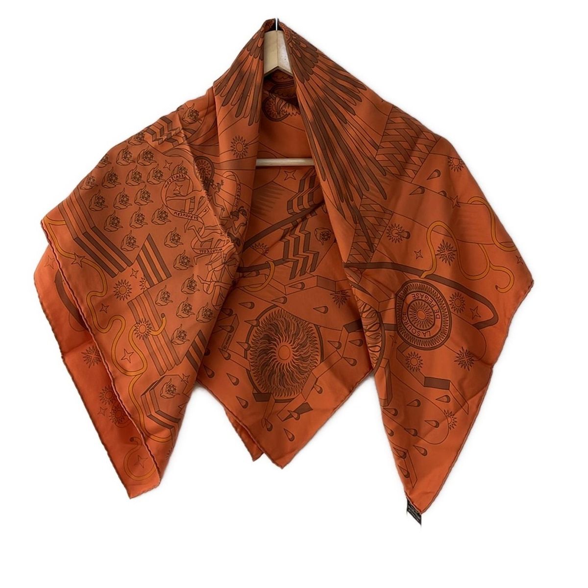 R*i様 エルメス スカーフ 90 オレンジ エルメス スカーフ カレ90 TOUT CUIR すべて皮 ブラウン