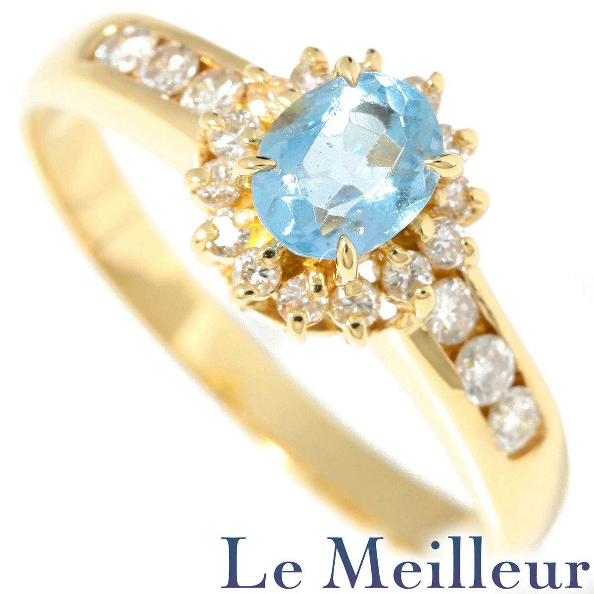 リング 指輪 アクアマリン 0.415ct ダイヤモンド 0.26ct K18 12号 中古  