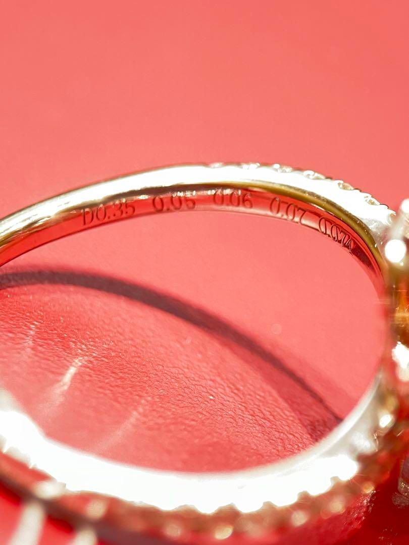 新品】Pt/K18ピンクダイヤ/イエローダイヤリング12号 