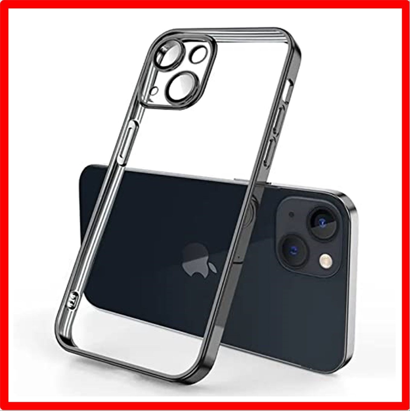 【匿名配送】 iPhone 13用_ブラック Tecxin iPhone13用スクエアメッキケースiPhone13ケース用ソフトクリアTPUバックカバー耐衝撃 