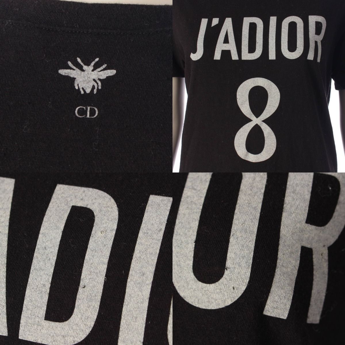 美品◇Christian Dior クリスチャンディオール 843T03TC428 コットン リネン J’ADIOR 8 ロゴ 半袖Ｔシャツ ブラック M イタリア製 正規品 ディオール J'ADIOR 8 半袖 Tシャツ コットン リネン 843T03TC428