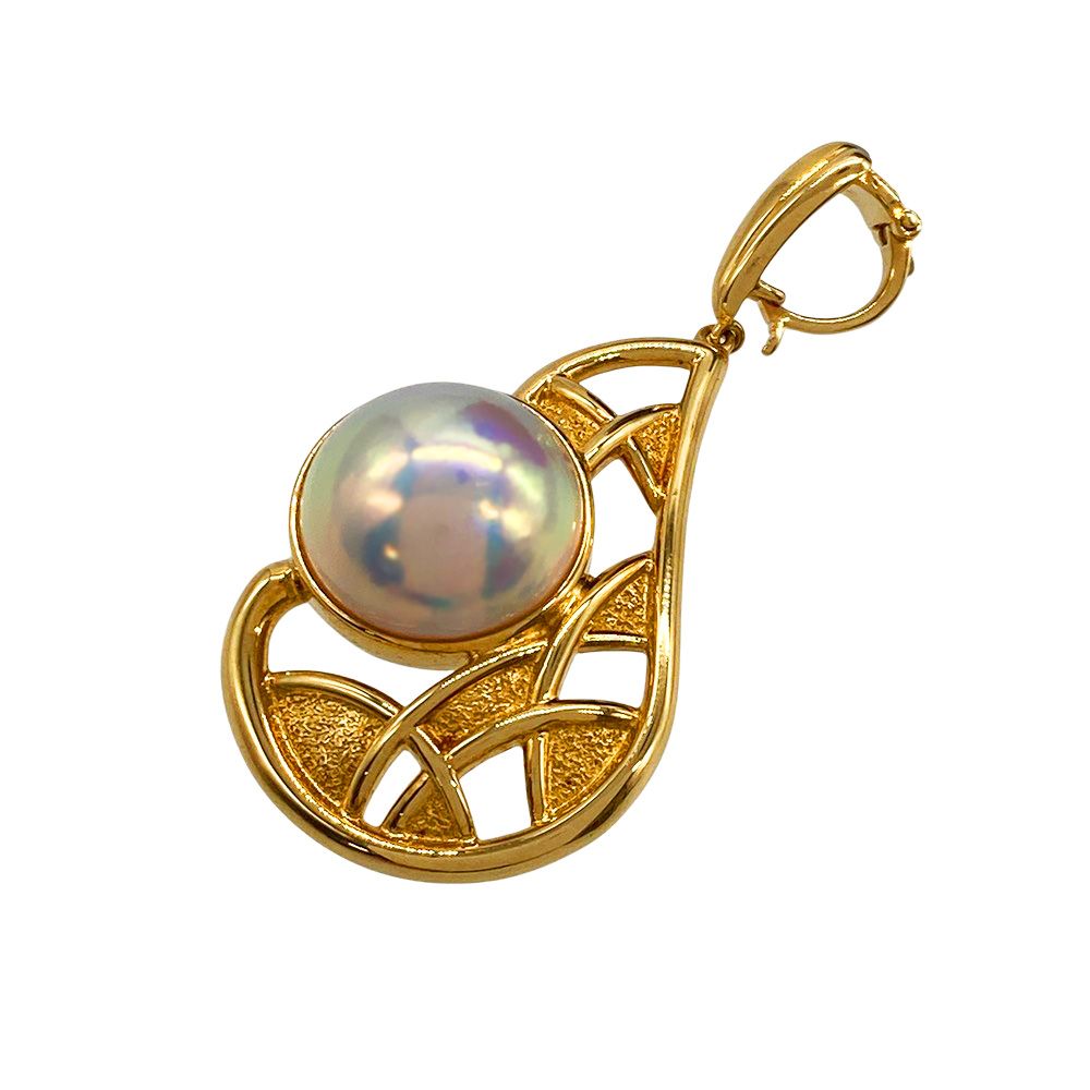 タサキ TASAKI ティアドロップ ペンダントトップ K18YG 11.5g マベパール 14mm イエローゴールド レディース