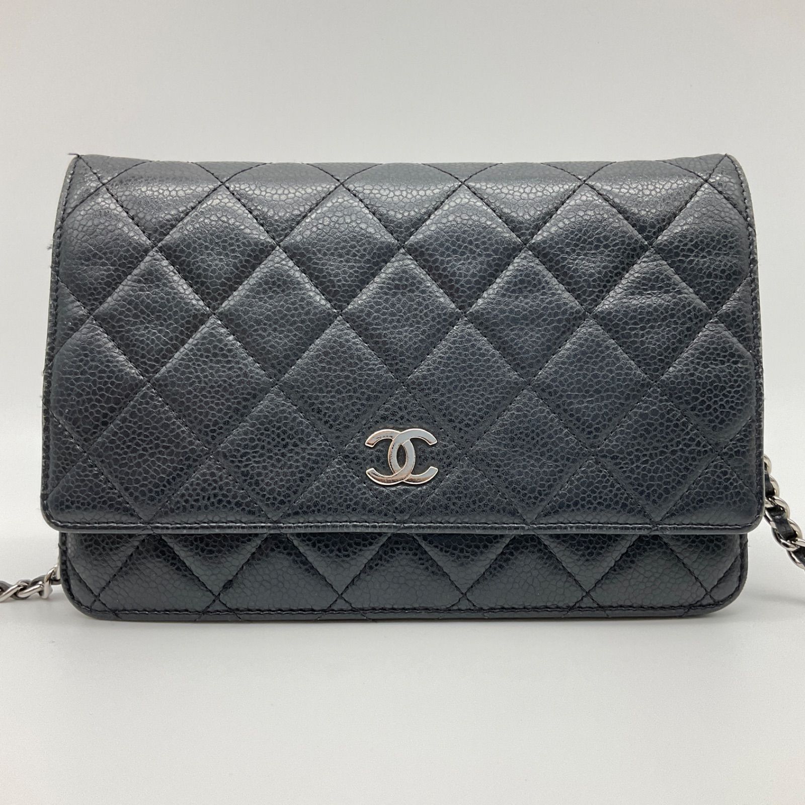 ▽CHANEL シャネル マトラッセ ココマーク ブラック 黒 シルバー金具 