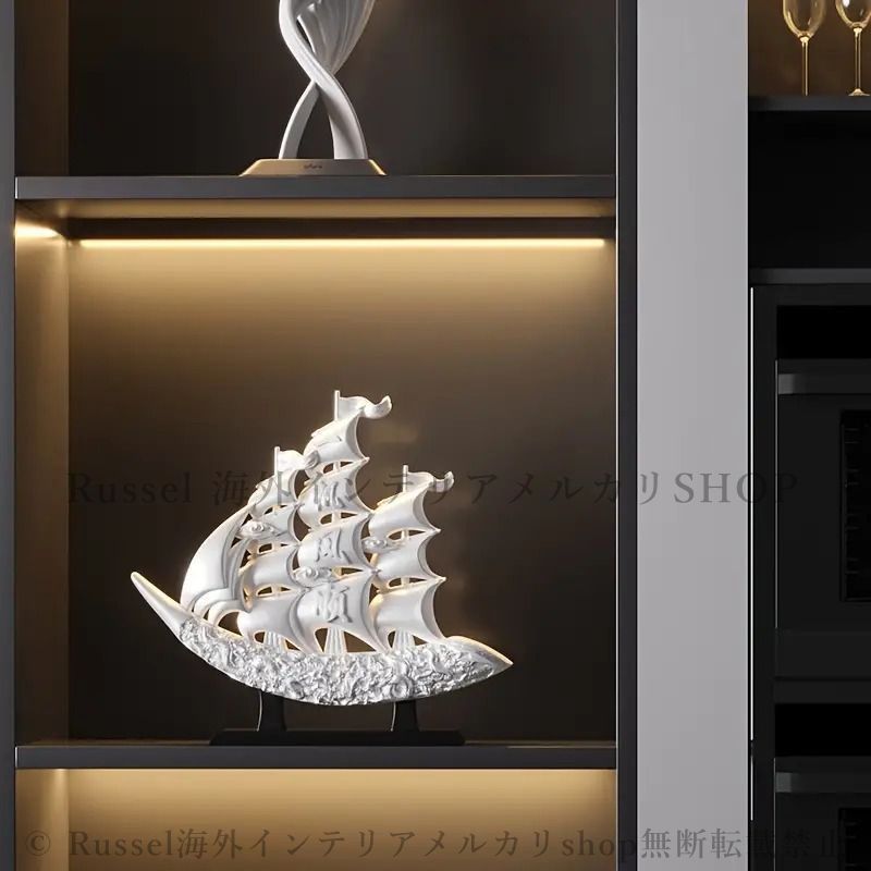 卓上オブジェ 帆船 白 置物 船 インテリア デコレーション リビング