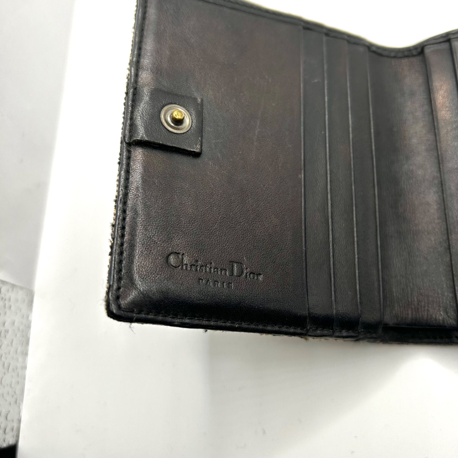 dior ディオール トロッター柄 折り財布 D金具 サドル 二つ折り 刻印あり
