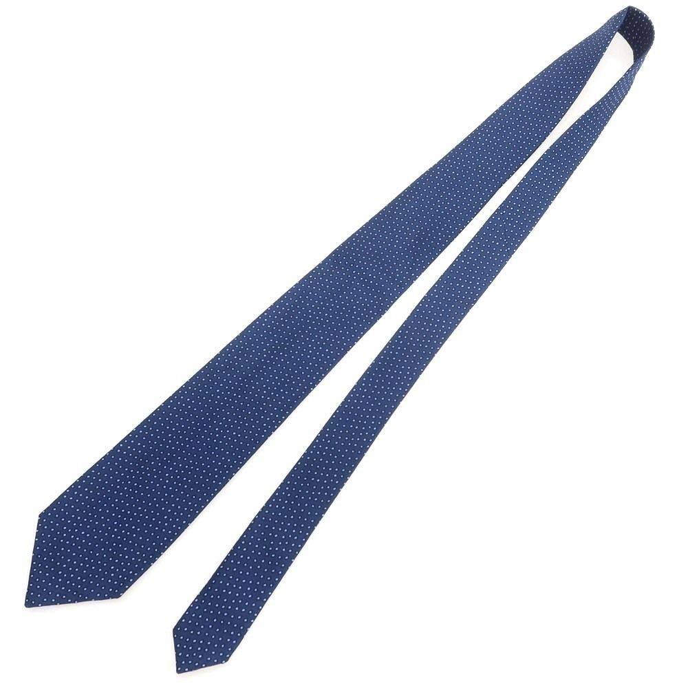中古】シャルベ CHARVET シルク 小紋柄ネクタイ ライトネイビーxライト