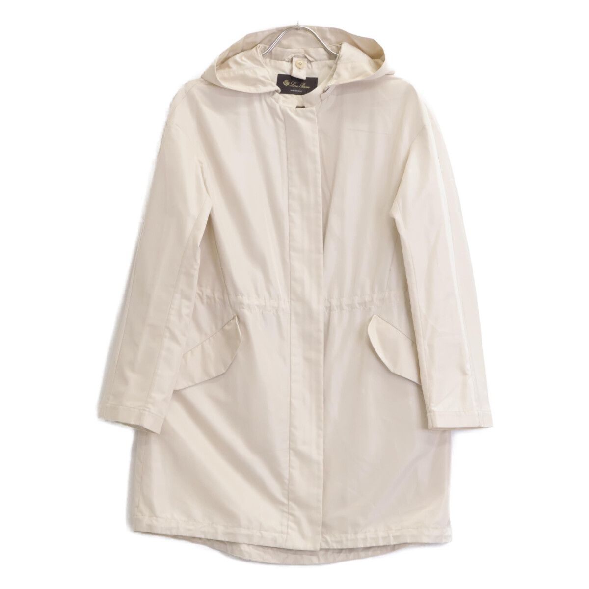 Loro Piana ロロピアーナ FAF6058 ﾍﾞｰｼﾞｭ ｼﾙｸ混 ﾌｰﾄﾞ付きｺｰﾄ 36