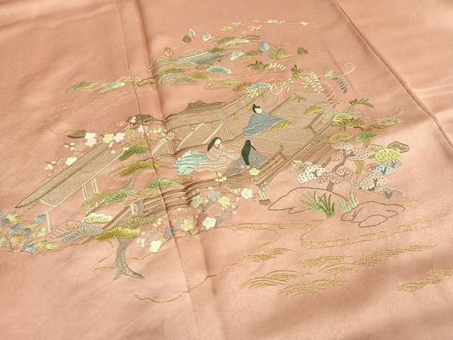 平和屋着物□訪問着 刺繍 人物風景文 金糸 やまと誂製 正絹 逸品 未  