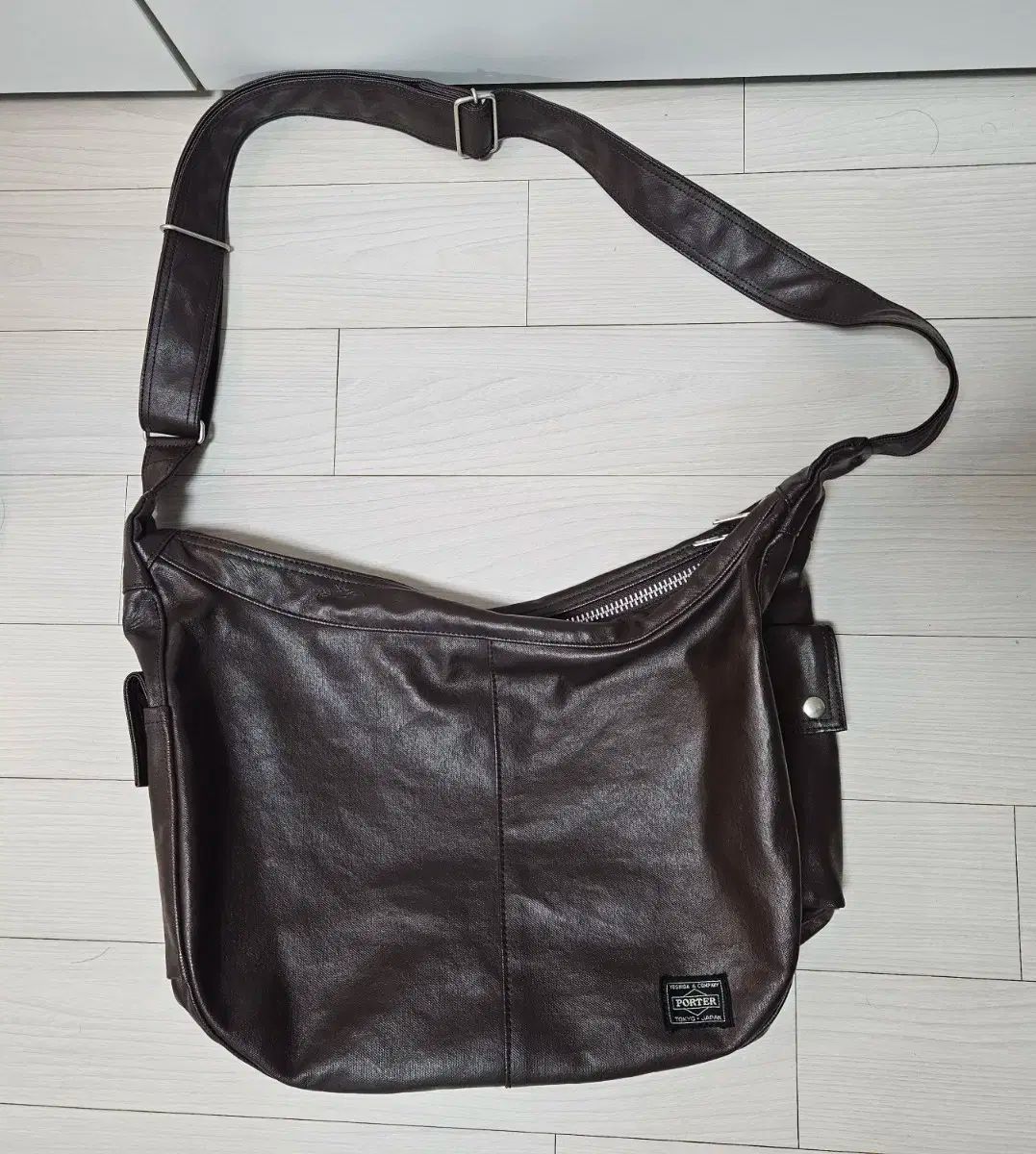 Porter ポーター フリースタイル ショルダーバッグ ダークブラウン ラージ ハーフムーンバッグ porter