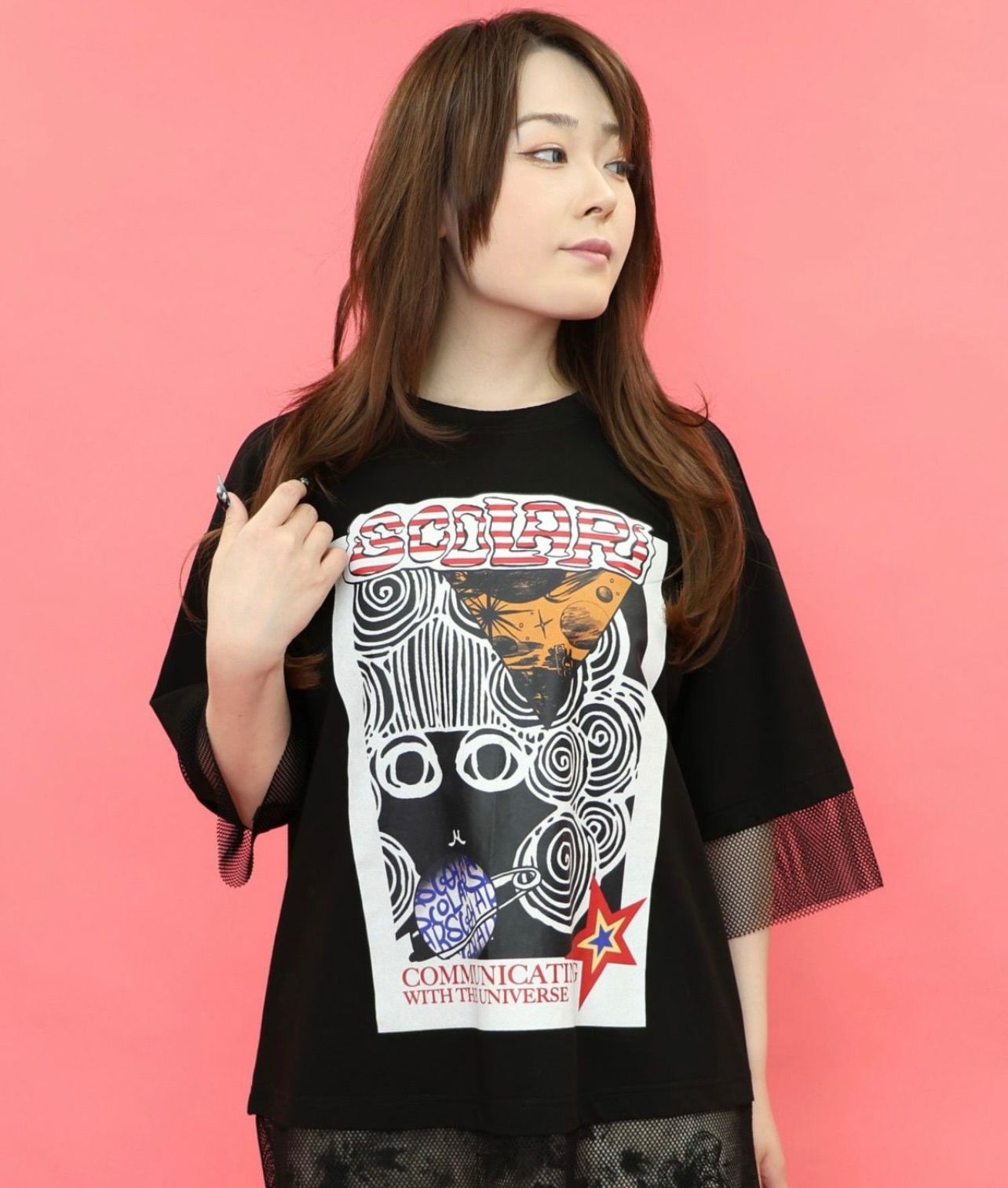 scolar ス 152631 ス ちゃん柄メッシュ切替BIG-T