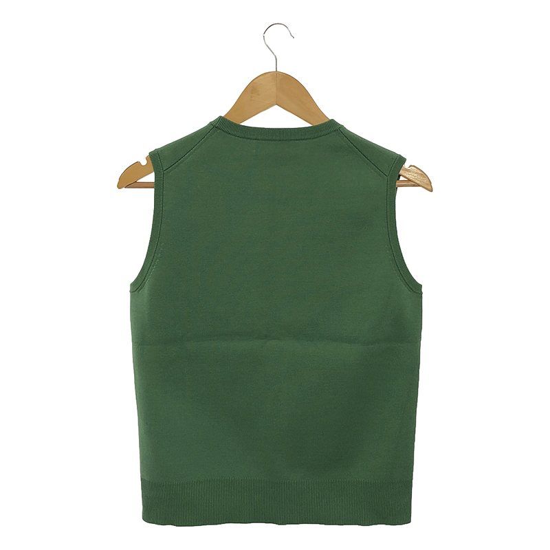 【美品】  ebure / エブール | × Ron Herman ロンハーマン別注 アンサンブル シルク混 ハイゲージ Vネック ニットカーディガン / ニットベスト | グリーン | レディース 美品】 ebure / エブール | × Ron Herman ロンハーマン別注