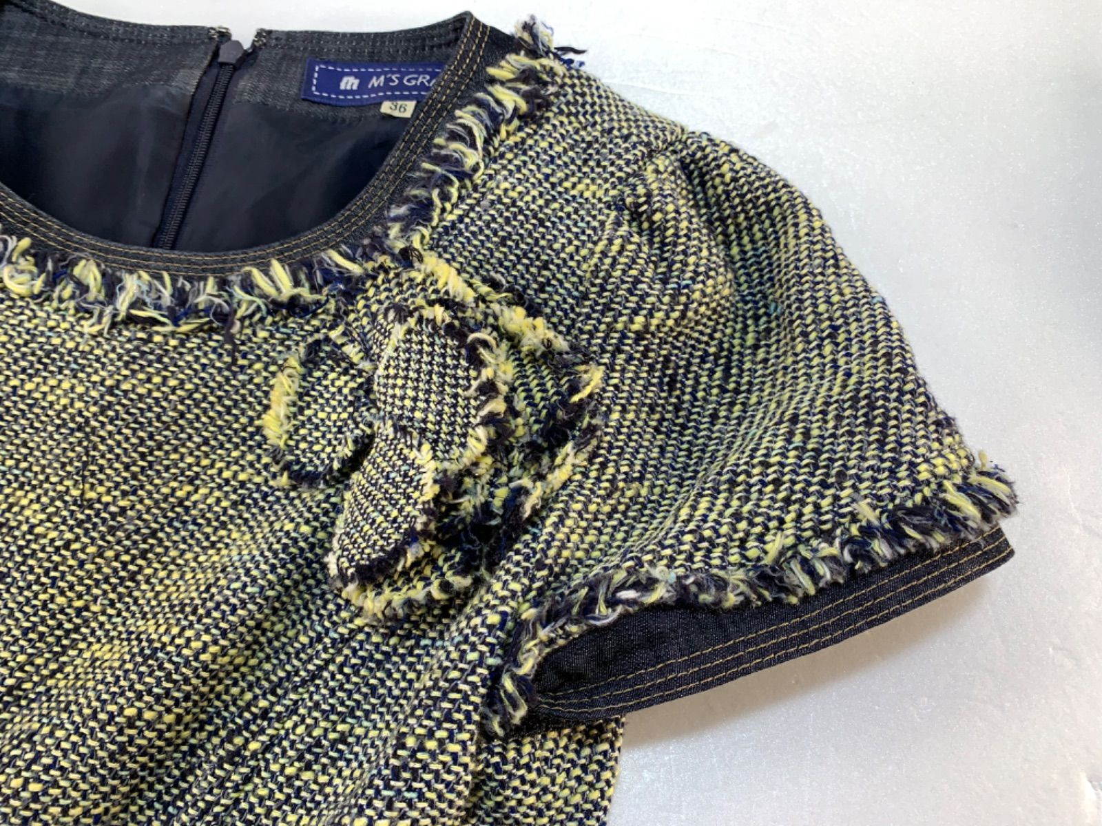 ☆M'S GRACY エムズグレイシー デニム ツイードワンピース 膝丈