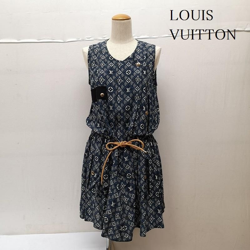 vuitton シルクワンピース 紺 size38 LOUIS VUITTON ルイ vuitton シルクワンピース 紺 size38 LOUIS VUITTON ルイ
