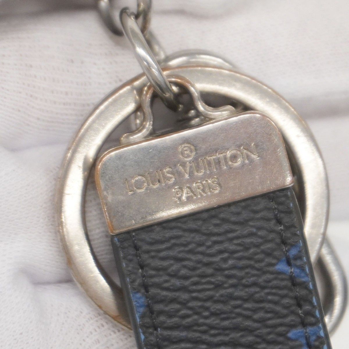 5ic3672 ルイヴィトン キーホルダー ポルトクレモノグラムレコード M00889 ブラック ブルー メンズ