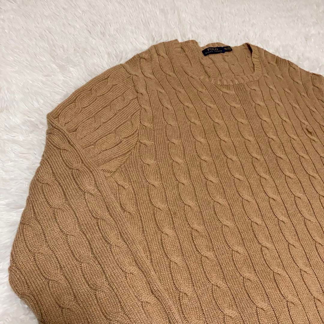 2XLサイズ】RALPH LAUREN ケーブルニット 刺繍ロゴ ベージュ