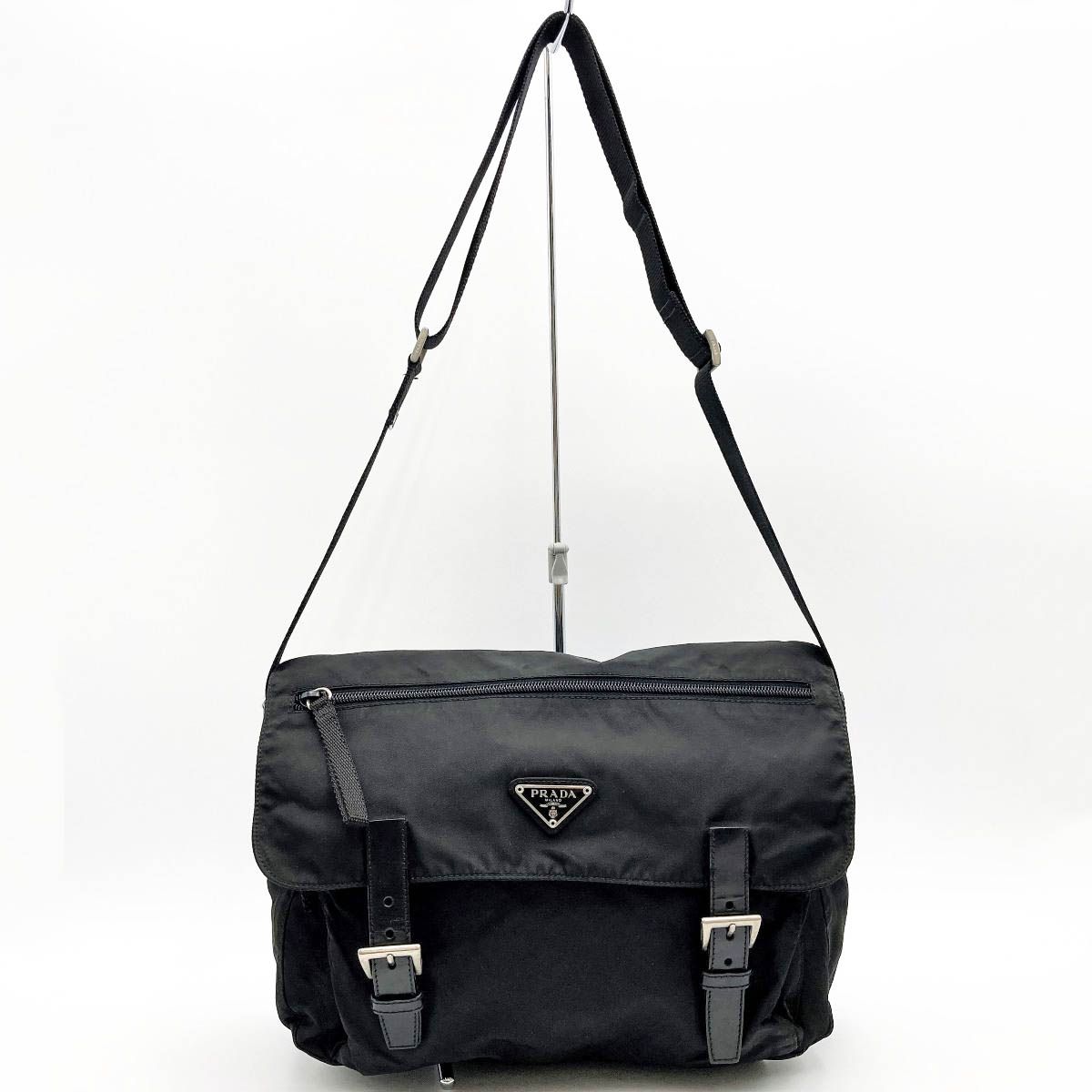 プラダ ナイロン レザー 斜め掛け ショルダー メッセンジャー バック  