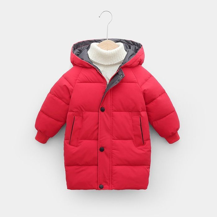 【超激得，新品】 ジャンパー キッズ 中綿コート レッド アウター ジャケット キッズ バイク ジャケット 子供服 上着 ミドル丈 暖かい 女の子 男の子 ジュニア 軽量 厚手 ロング丈 秋冬 防寒 無地 可愛い あっ ウールコート