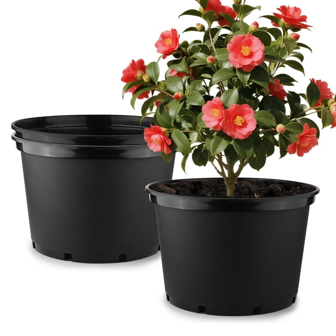 新品 大型 プランター 43cm 3点セット プラスチック 植木鉢 側面排水穴