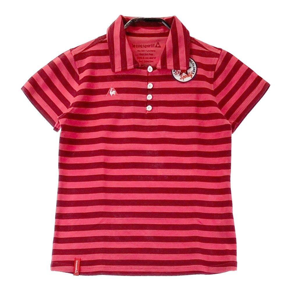 サイズ：M LE COQ GOLF ルコックゴルフ  半袖ポロシャツ ボーダー柄 ピンク系 [240101387908]# ゴルフウェア レディース ストスト