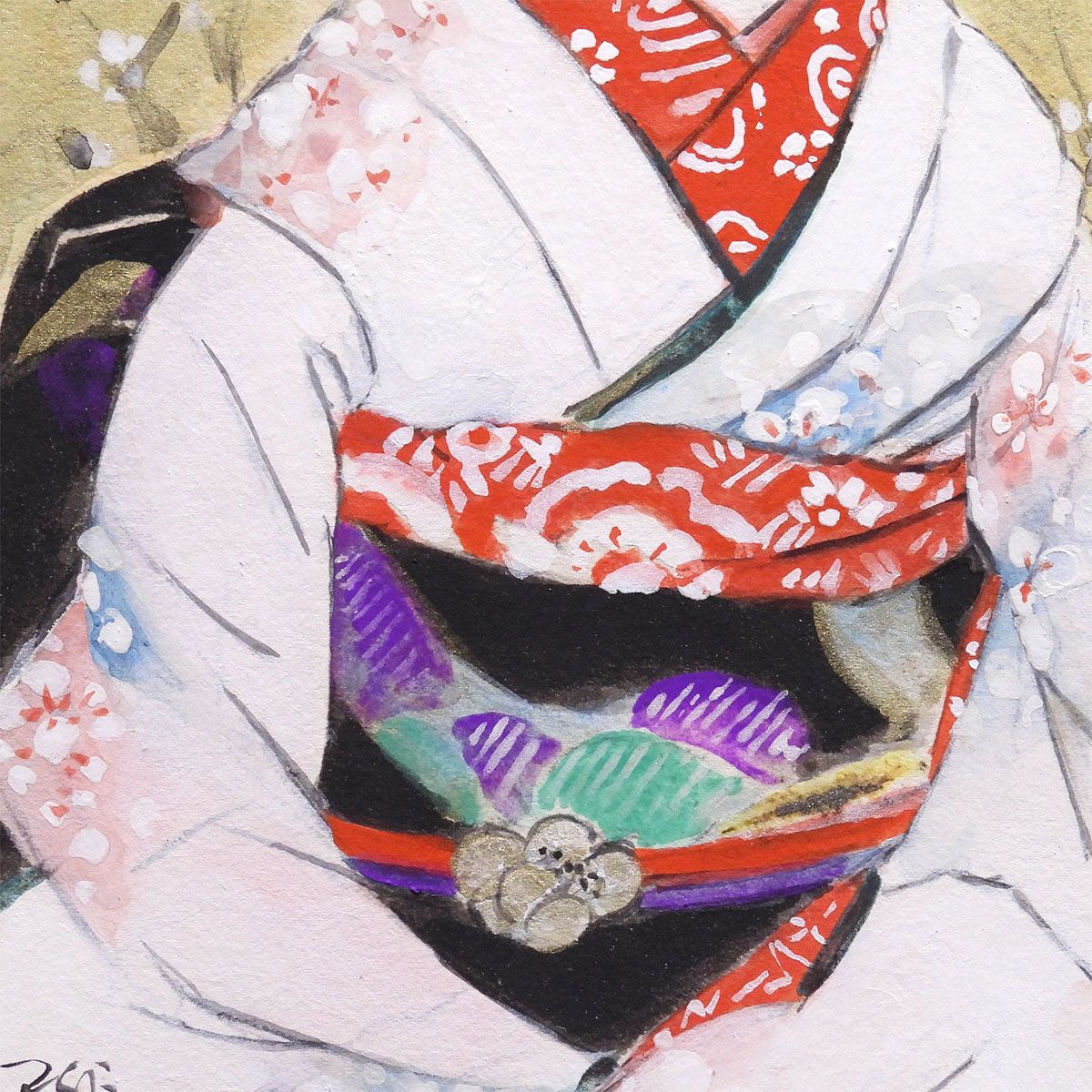 げ 梶原緋佐子 早春 紙本彩色4号 人物画 共シール 美人画 舞妓 女性像 三越本店個展 菊池契月 日本画 原画 絵画 WWW_IBETON_RU