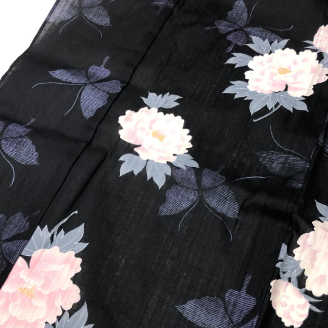 夏着物 浴衣 牡丹の花模様 蝶々 黒色 K-5134 夏着物 浴衣 牡丹の花模様 蝶々 黒色 K-5134 - メルカリ