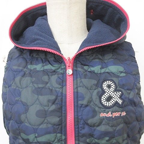 アンパスィ and per se 中綿 ベスト ゴルフ リバーシブル ジップアップ