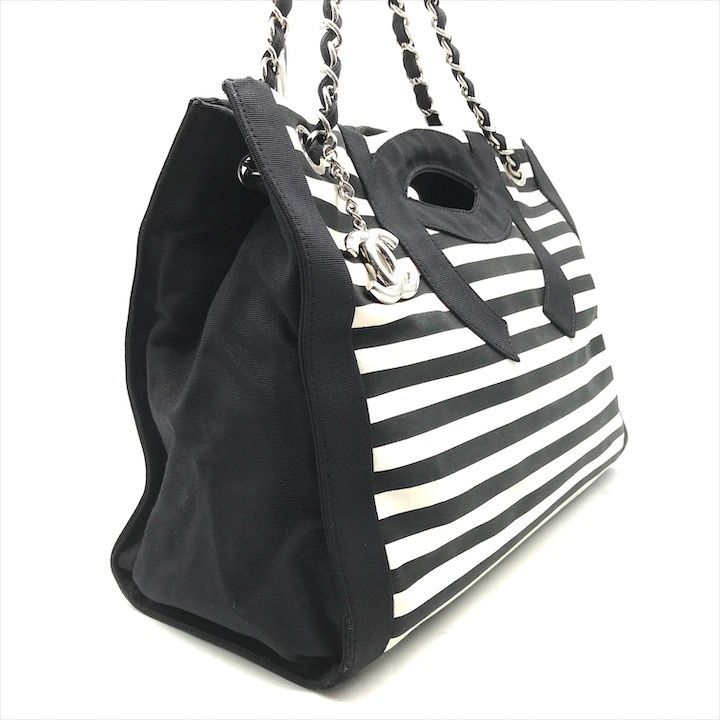 良品 CHANEL シャネル 2WAY ココマーク ボーダー キャンバス チェーン ショルダー バッグ a2732 良品 CHANEL シャネル 2WAY ココマーク ボーダー キャンバス チェーン