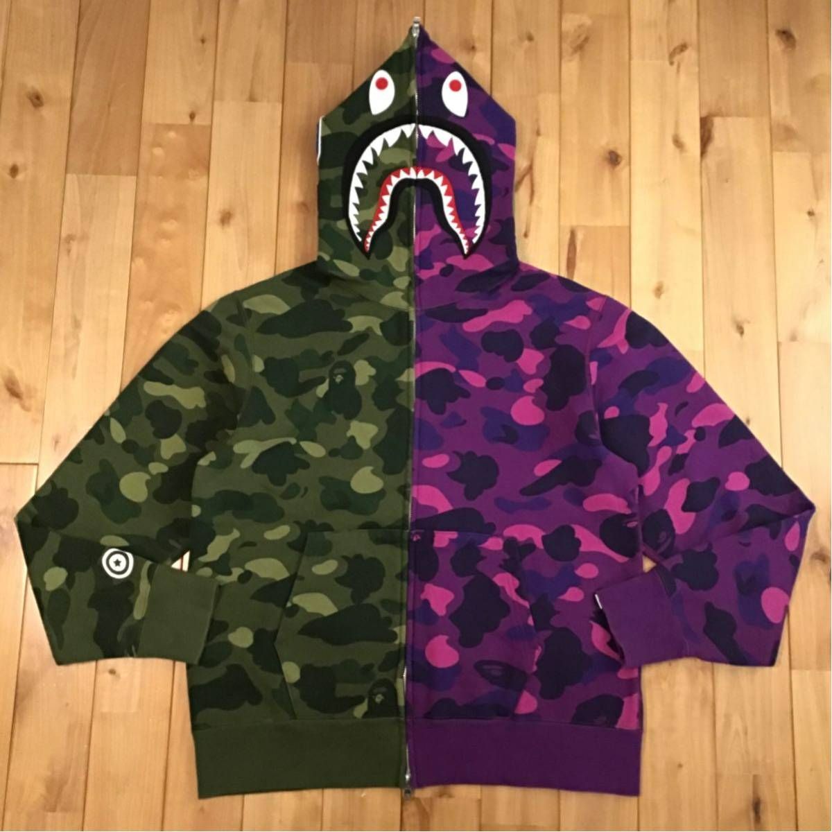 アベイシングエイプ A BATHING APE bapeシャークパーカー 紫 - パーカー