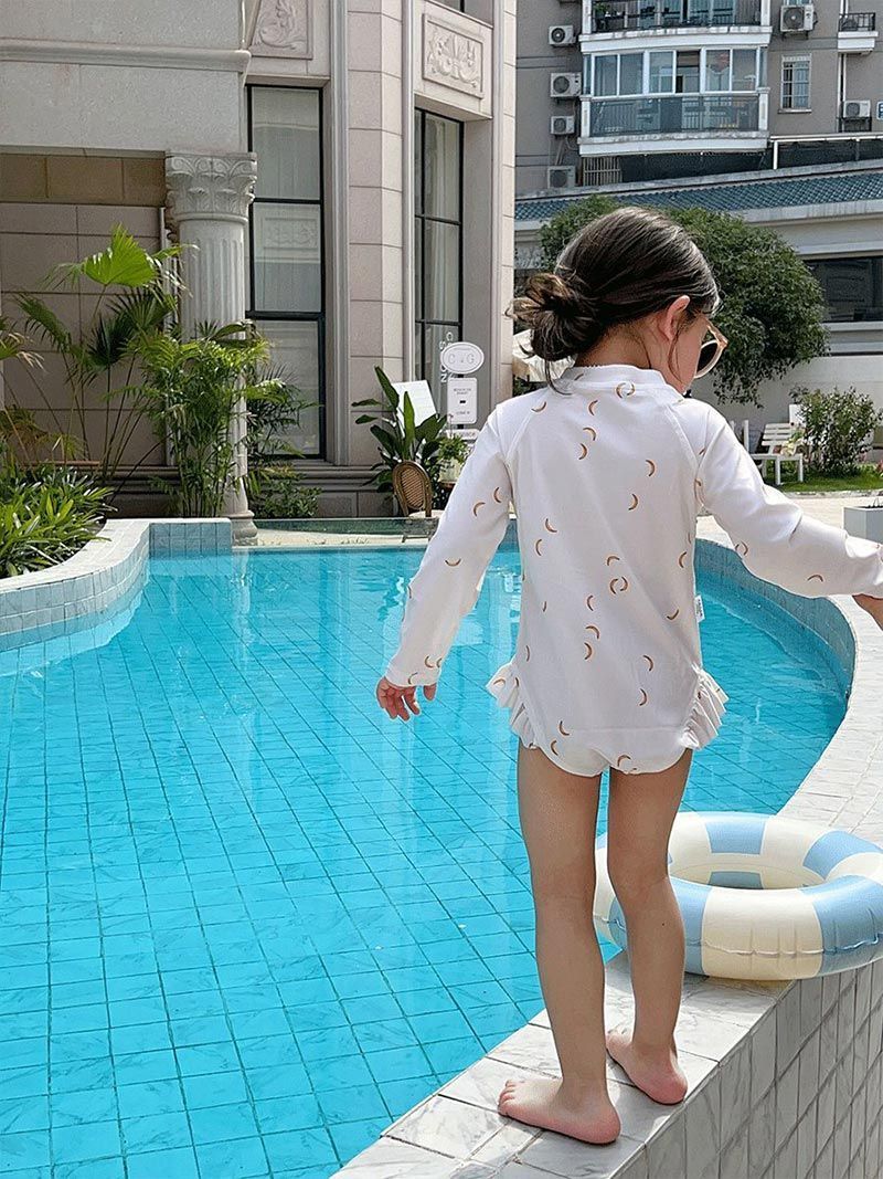 キッズ 水着 女の子 子供 ワンピース水着  かわいい 子供用 キッズ水着 子供水着 ガールズ ワンピース 長袖 スイムウエア プール フリル 幼稚園 保育園 小学生 日焼け止め 海HZQ1598