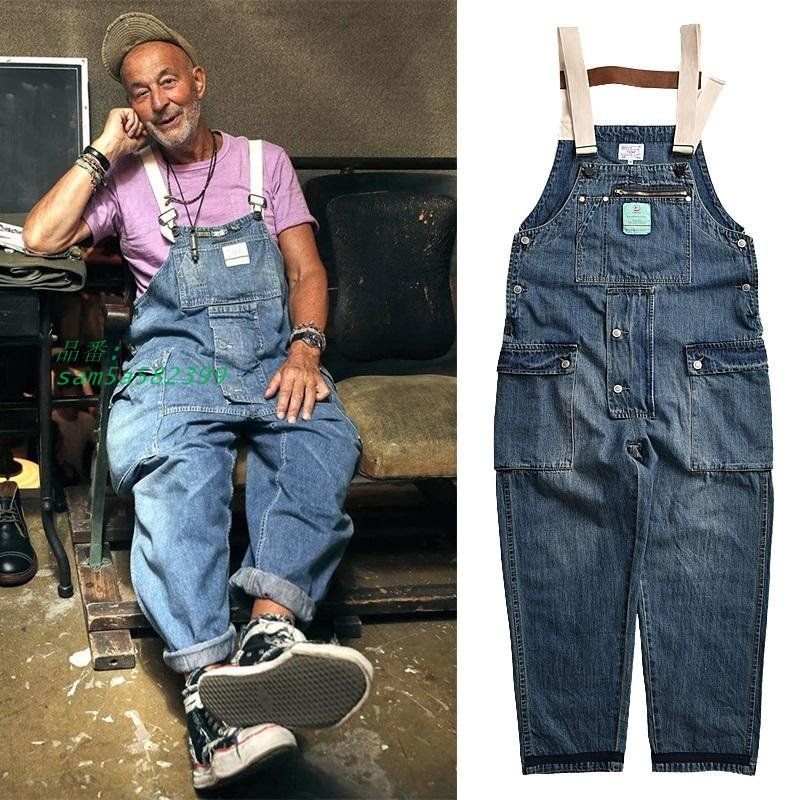 サロペット オールインワン オーバーオールジーンズ つなぎ デニムパンツ アメカジストリートワークスタイル カッコイイ am5a582399