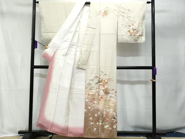平和屋着物□上質な紬 枝葉文 正絹 逸品 AABB9417mf 平和屋着物▽