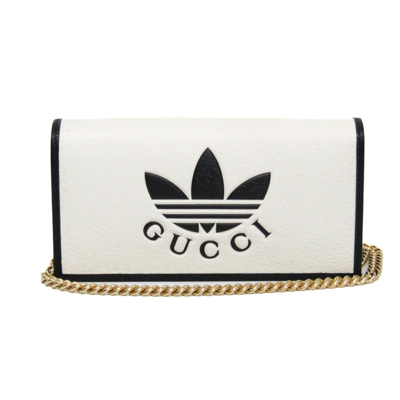 グッチ Gucci グッチxアディダスコラボ 621892 レディース レザー チェーン|ショルダーウォレット ブラック オフホワイト