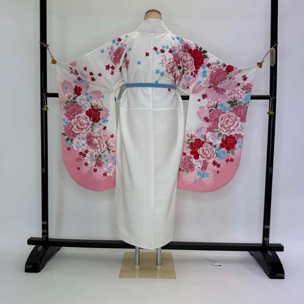 二尺袖 単品 卒業式着物 白 裄68.2cm Lサイズ 袴用着物