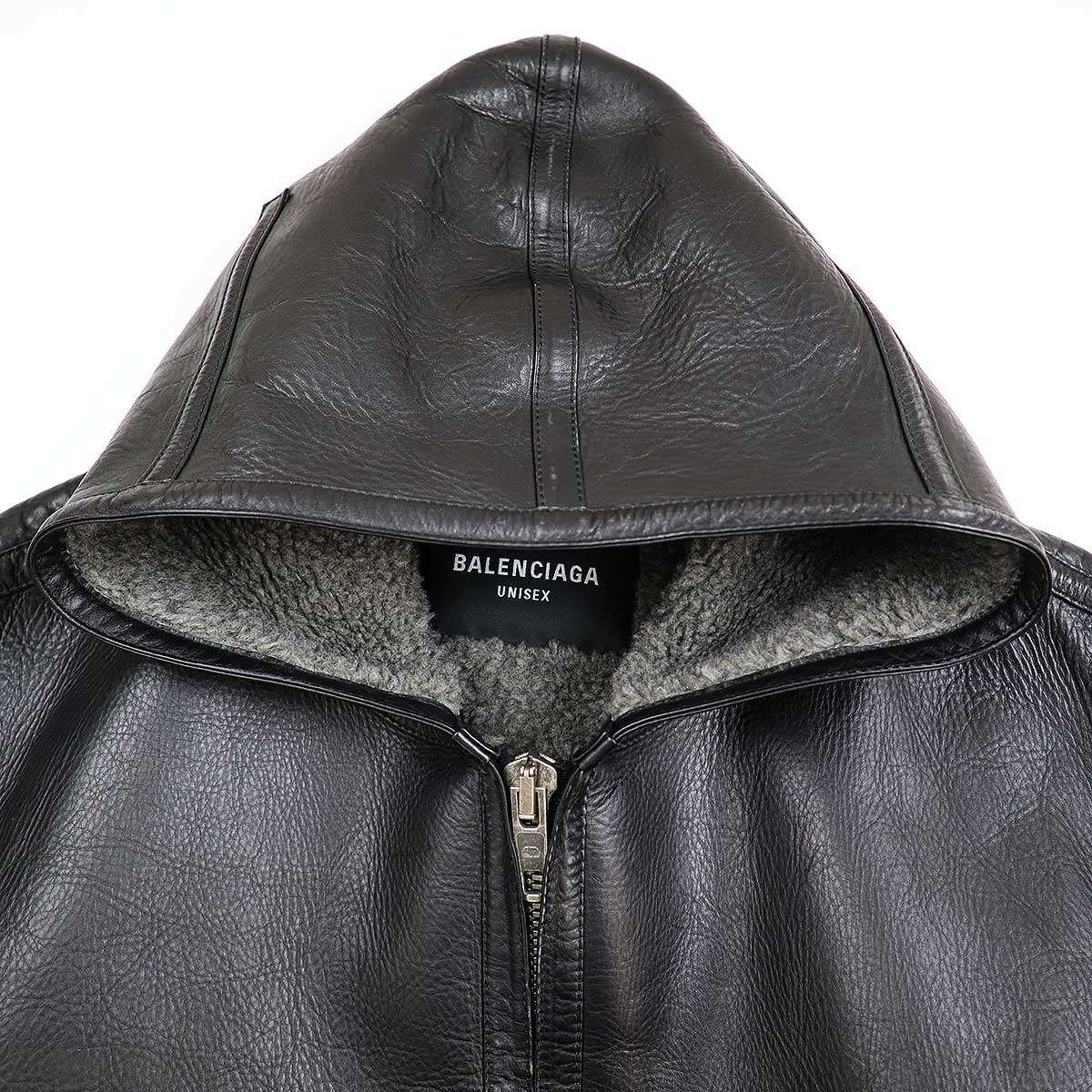 BALENCIAGA バレンシアガ 21AW フーデッドシャーリングレザー