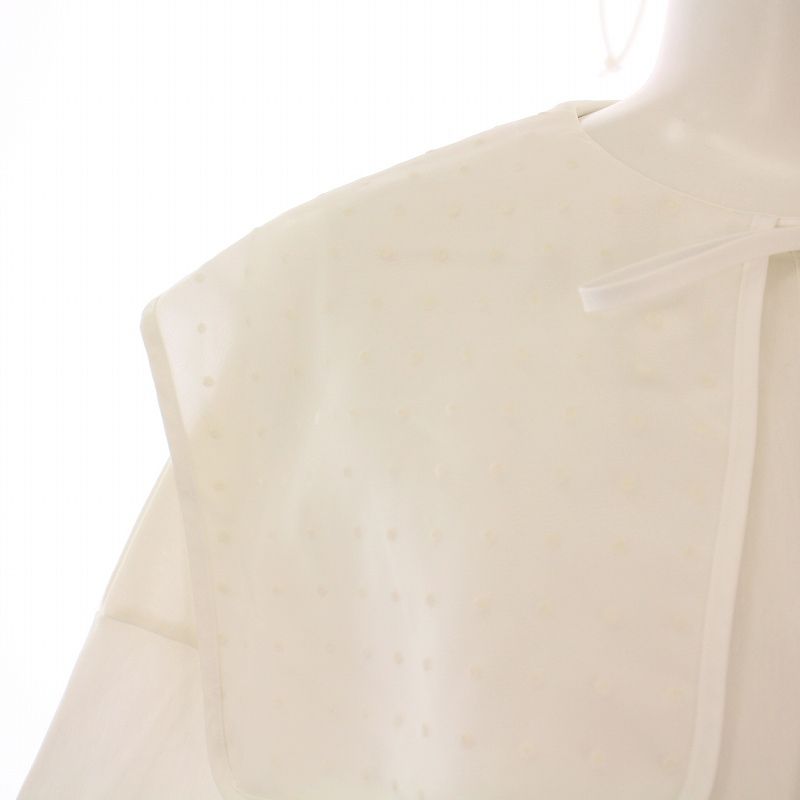 ヨリ yori カットソー 半袖 スキッパー ビックカラー ストレッチ ドッド柄 切替 F 白 ホワイト /BB レディース ヨリ yori カットソー 半袖 スキッパー ビックカラー ストレッチ