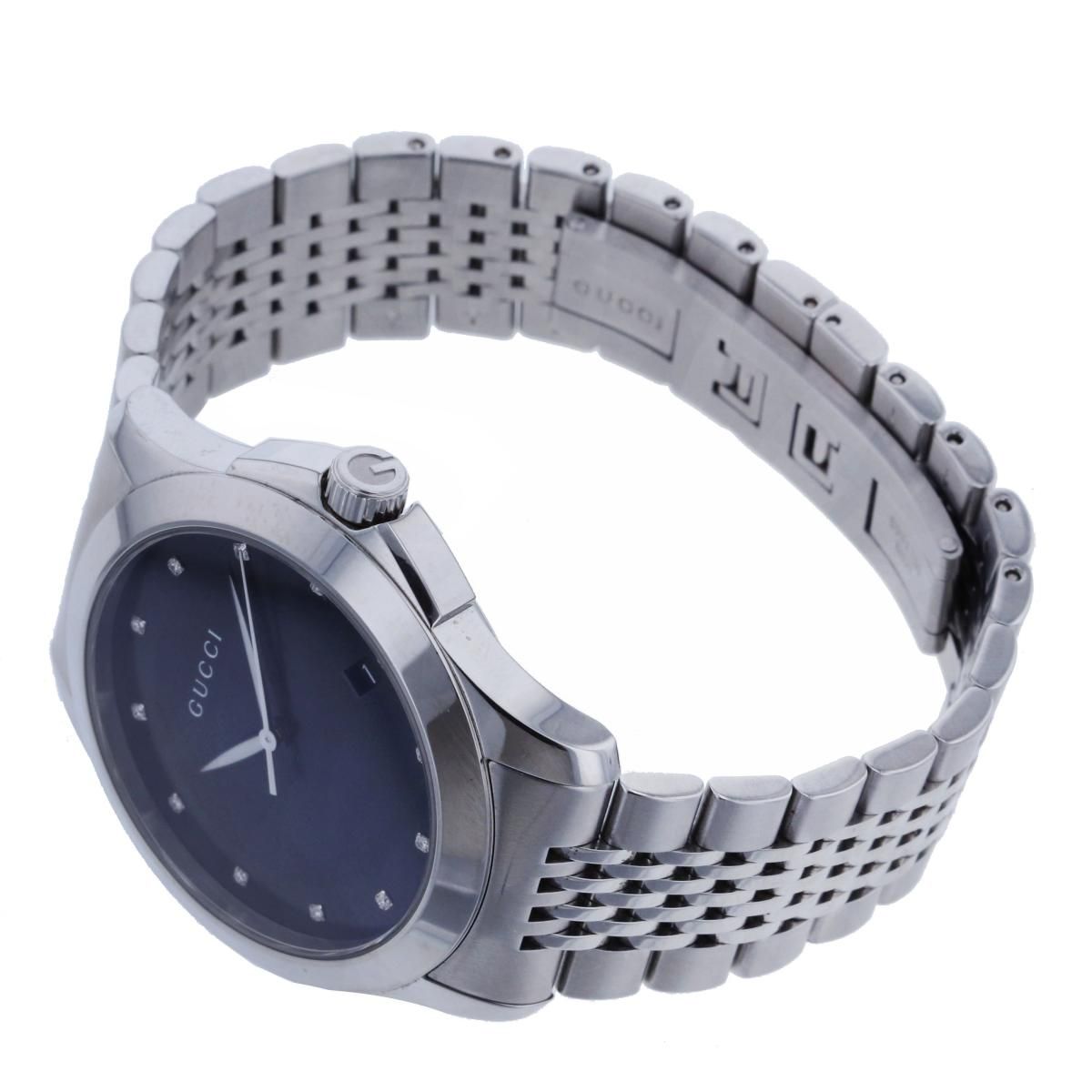 中古】 GUCCI （グッチ） Gﾀｲﾑﾚｽ 12P ﾀﾞｲﾔﾓﾝﾄﾞ 時計 ｸｵｰﾂ/ﾒﾝｽﾞ G 
