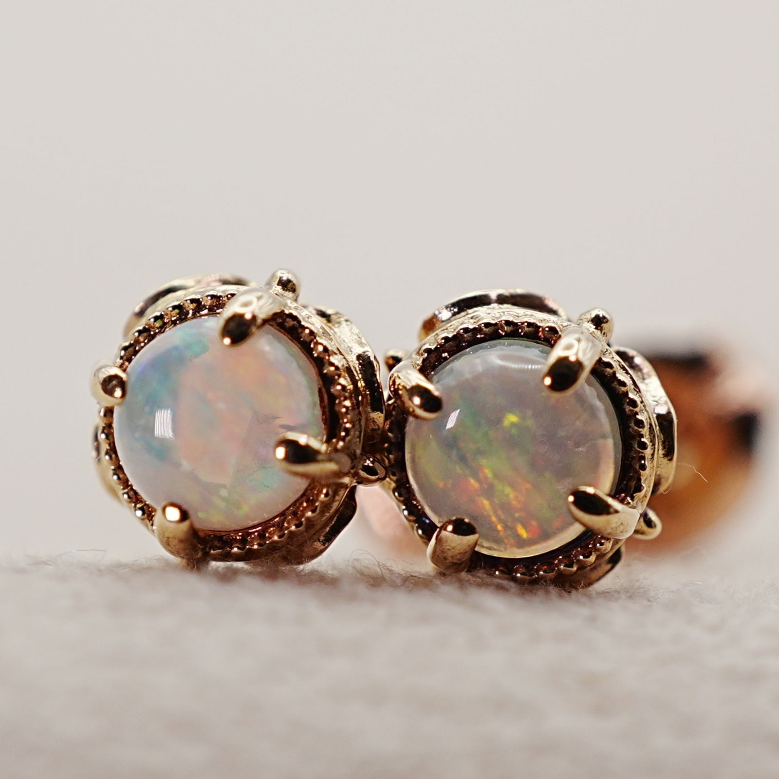 agete オパール フックピアス アガット ダイヤモンド K10