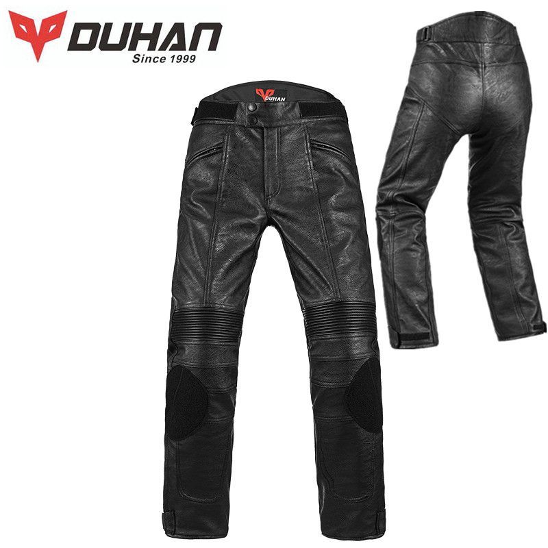 DUHAN バイク レザー パンツ ライディング ツーリング オールシーズン 膝用 プロテクター装備付き ストレッチ素材2109gsqxk01