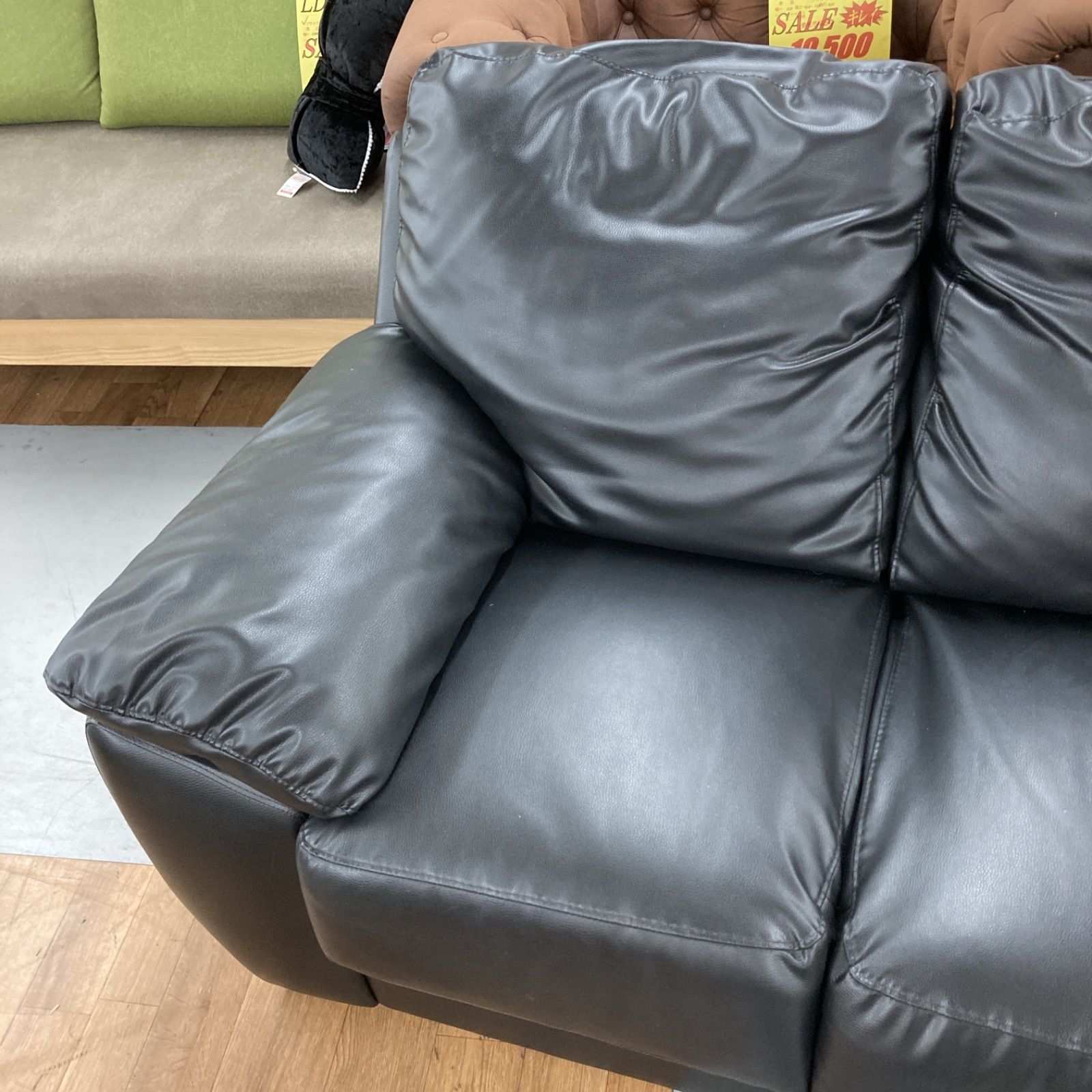 S035 ⭐ NITORI 2Pソファ SOFA 2P FLAN ブラック 幅140cm ⭐クリーニング済
