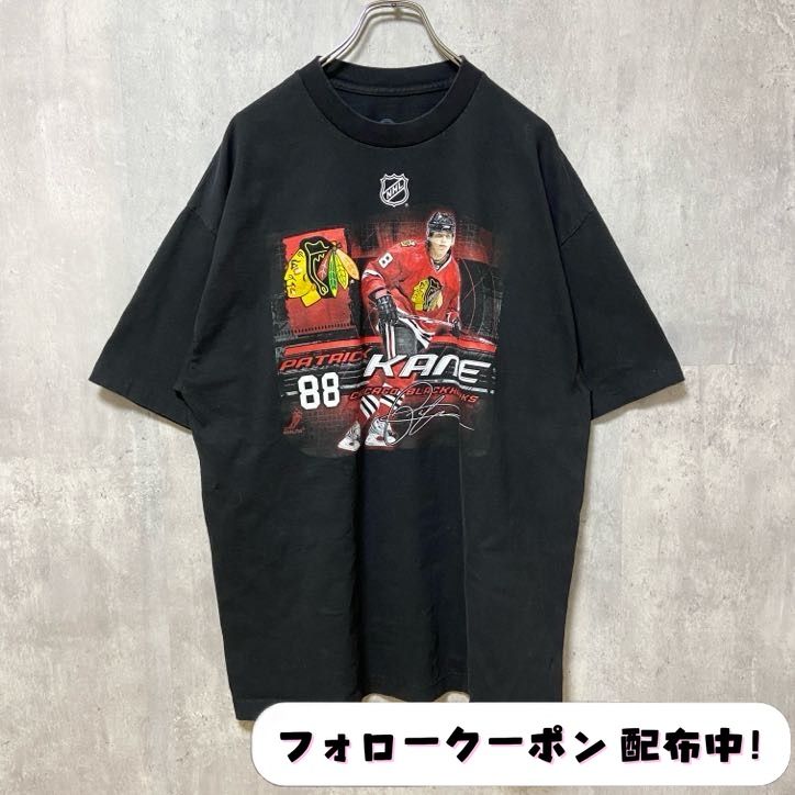 古着 used NHL シカゴブラックホークス アイスホッケー パトリックケイン 半袖オフィシャルプリントTシャツ 黒 ブラック - メルカリ