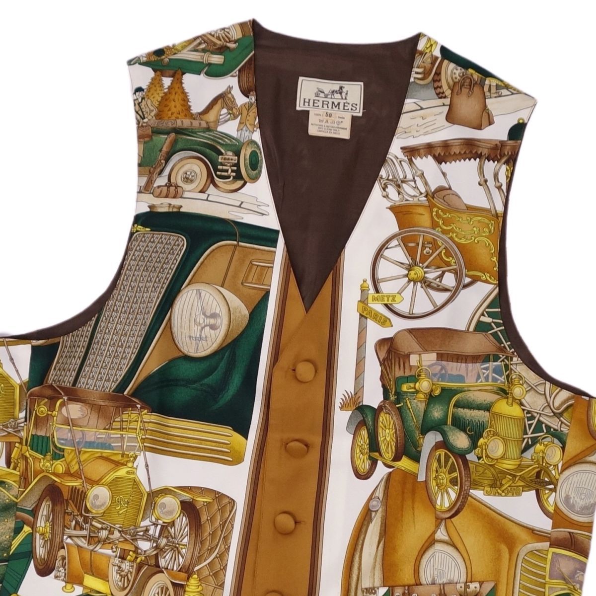 美品 Vintage エルメス HERMES ベスト ジレ 総柄 シルク100