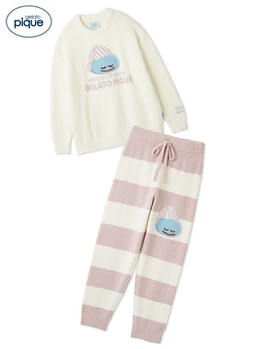 PNK スライム gelato pique ジェラート ピケ ドラゴンクエスト レディース ベビモコプルオーバー-ボーダーロングパンツセット